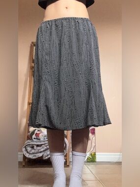 Vintage Black Polka Dot A-Line Skirt